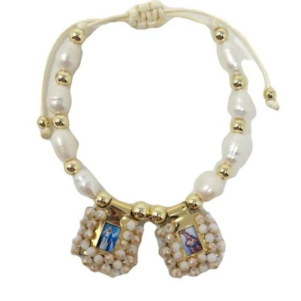 Virgen Milagrosa - Virgen de la leche Water pearl Scapulars Light Brown